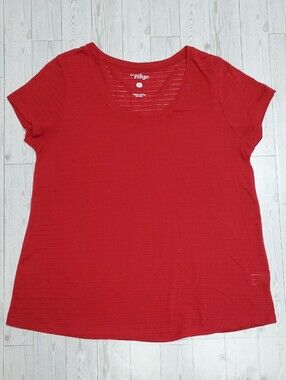 Great Northwest Indigo Red Scoop-Neck Short Sleeve Top